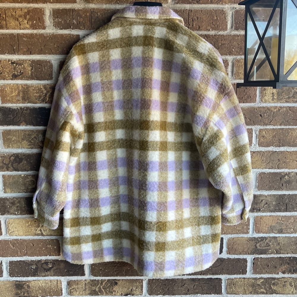 Zara Oversized Plaid Wool Jacket Shacket - Picture 6 of 15